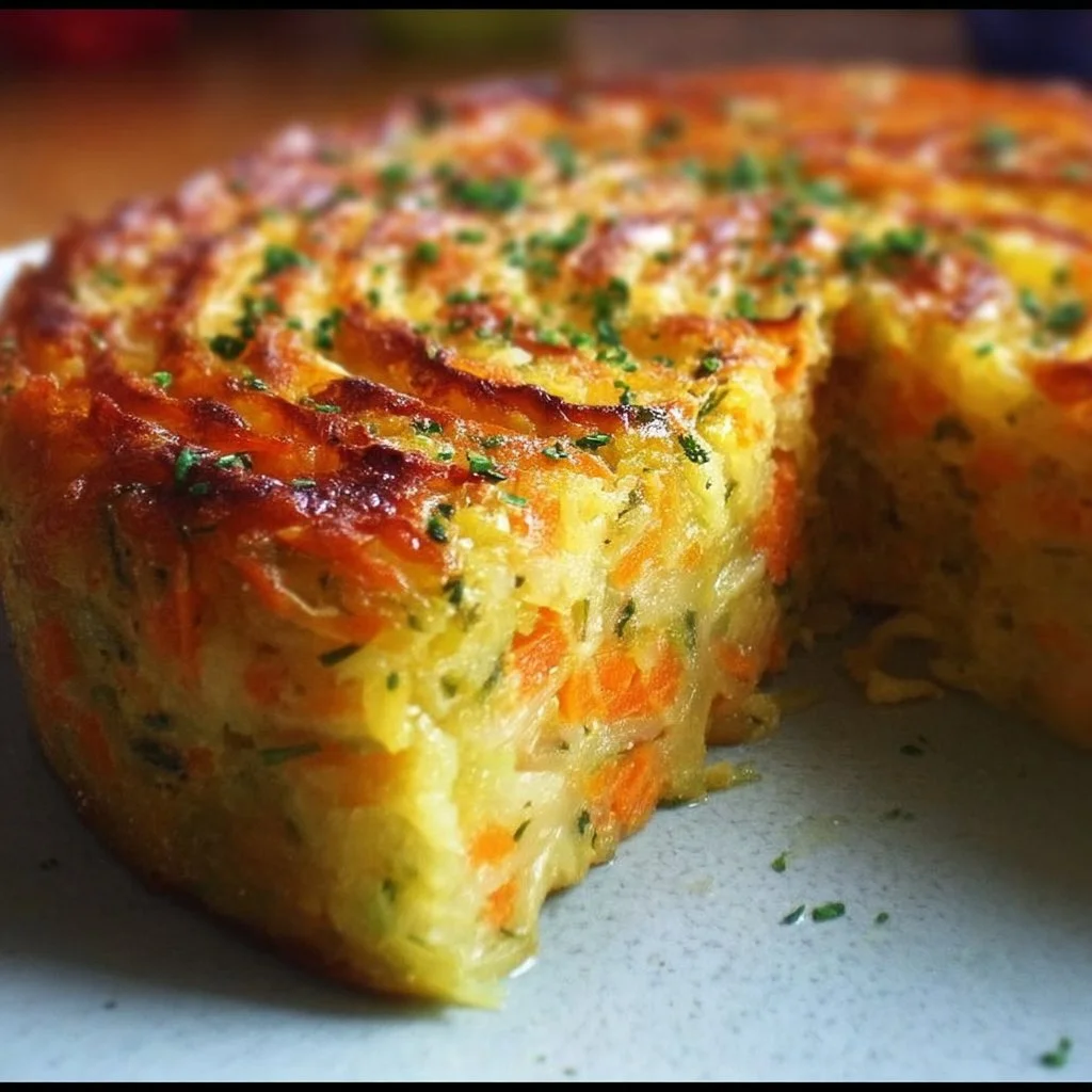 Flan aux légumes râpés, plat coloré et nutritif fait maison.