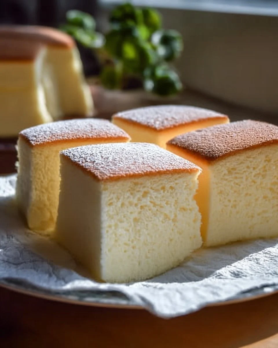 Gâteau nuage japonais, une pâtisserie légère et aérienne en tranches.