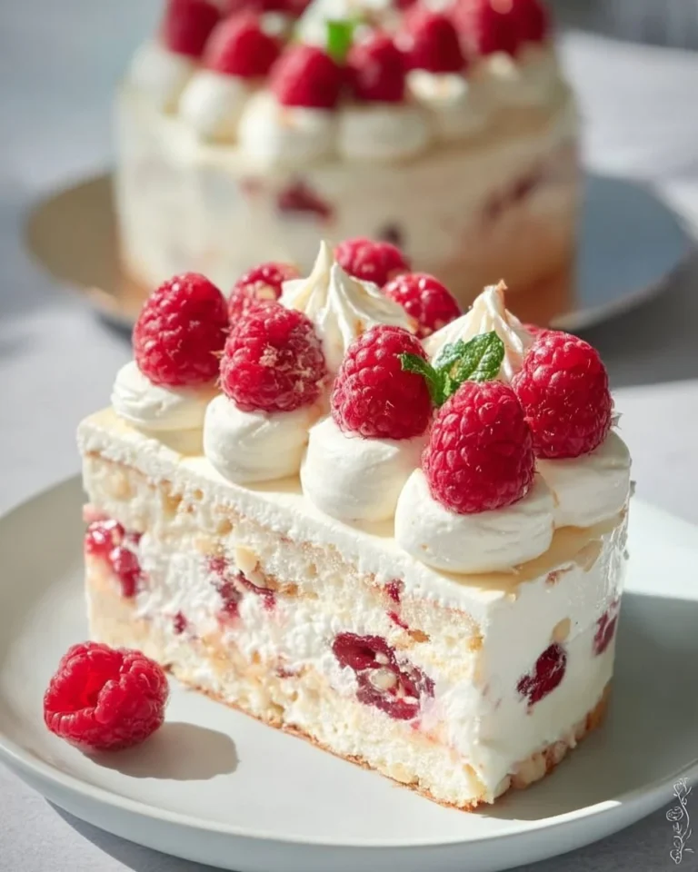Gâteau sans cuisson aux framboises, un dessert délicieux et frais