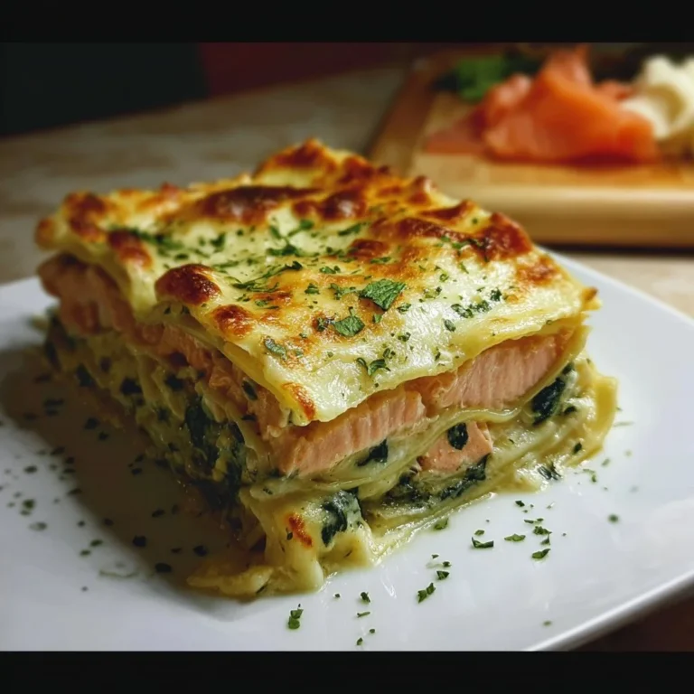 Recette de lasagnes au saumon et épinards à la crème, un plat savoureux.