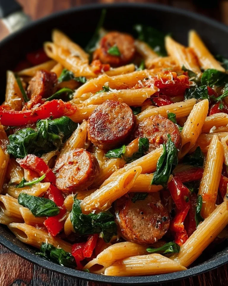 Plat de Pâtes Cajun à la Saucisse avec épices et ingrédients frais