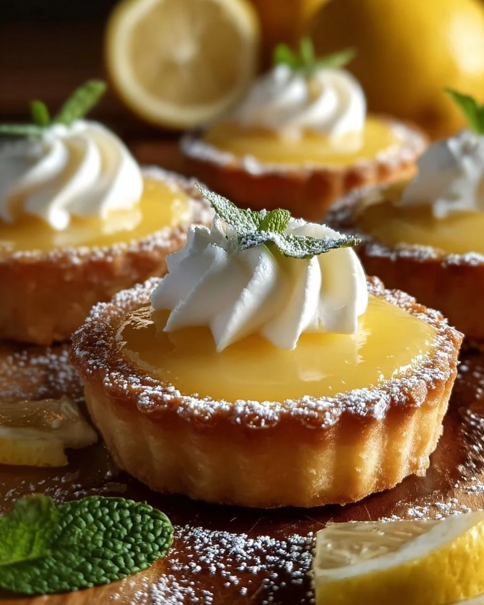 Petites tartes au citron délicieuses et raffinées sur une assiette.