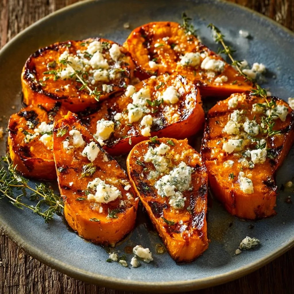Rondelles de patate douce au miel servies dans une assiette