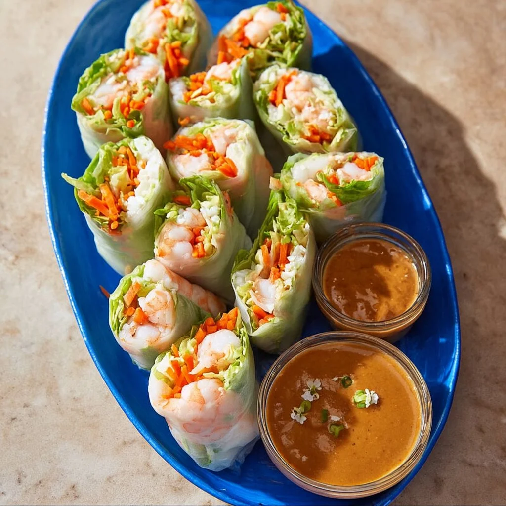 Rouleaux de printemps vietnamiens faits maison avec des ingrédients frais.