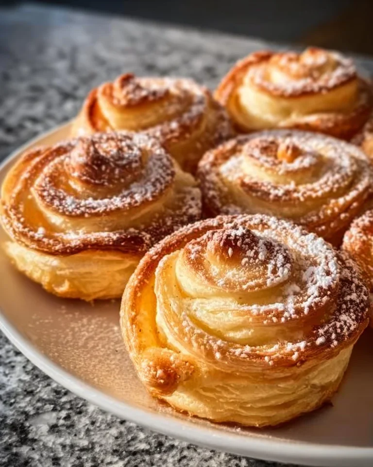 Roulés feuilletés aux pommes dorés et appétissants sur une assiette