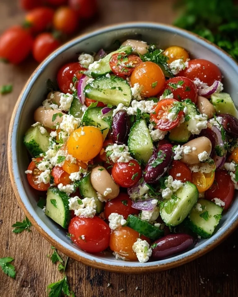 Salade de pois chiches à la grecque avec légumes frais et feta