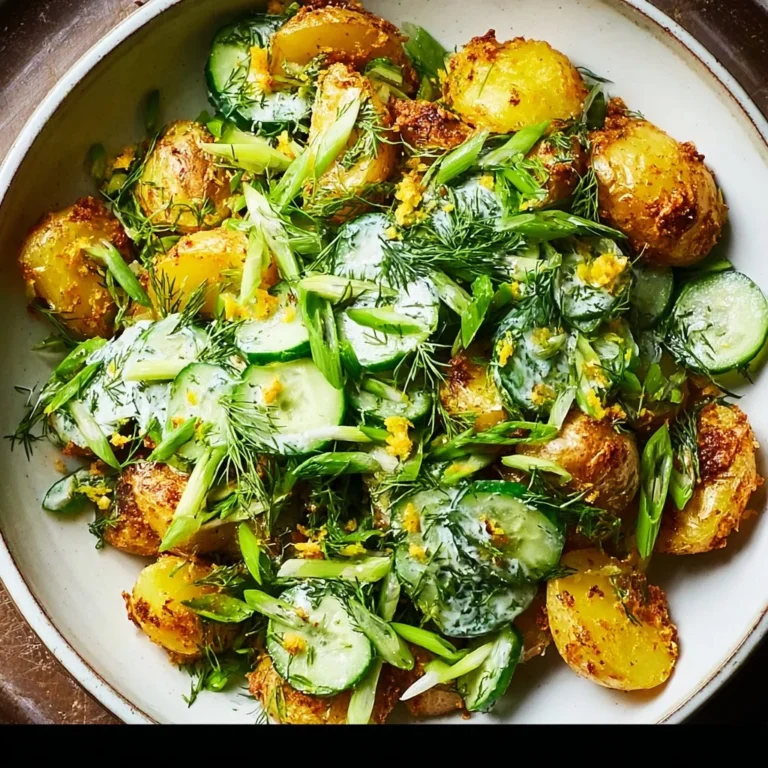 Salade de pommes de terre écrasées garnie de légumes frais