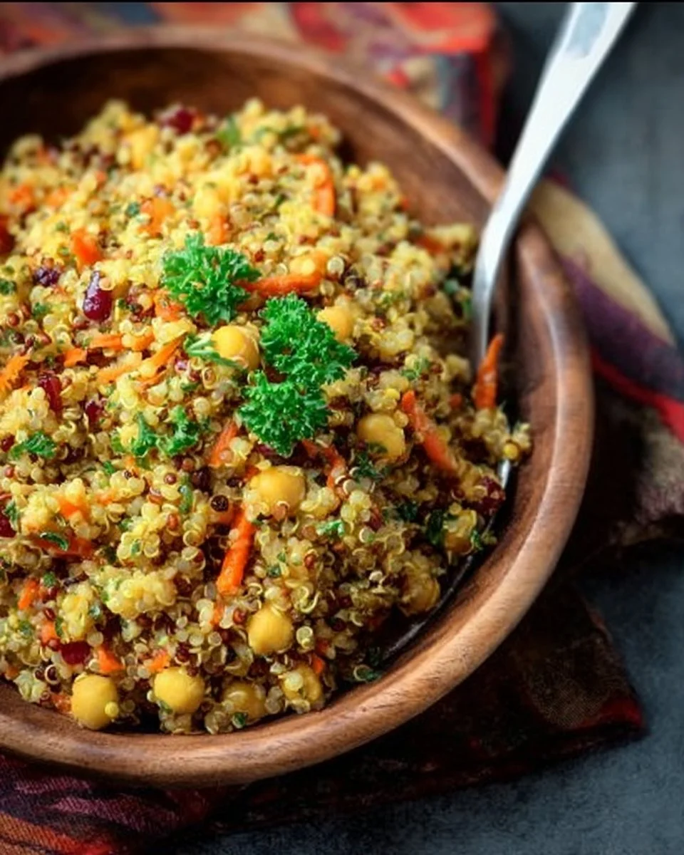 Salade de quinoa au curry, un plat healthy et savoureux.