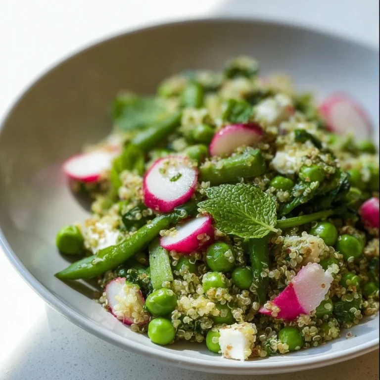 Salade petit pois, quinoa et feta servie dans un bol coloré