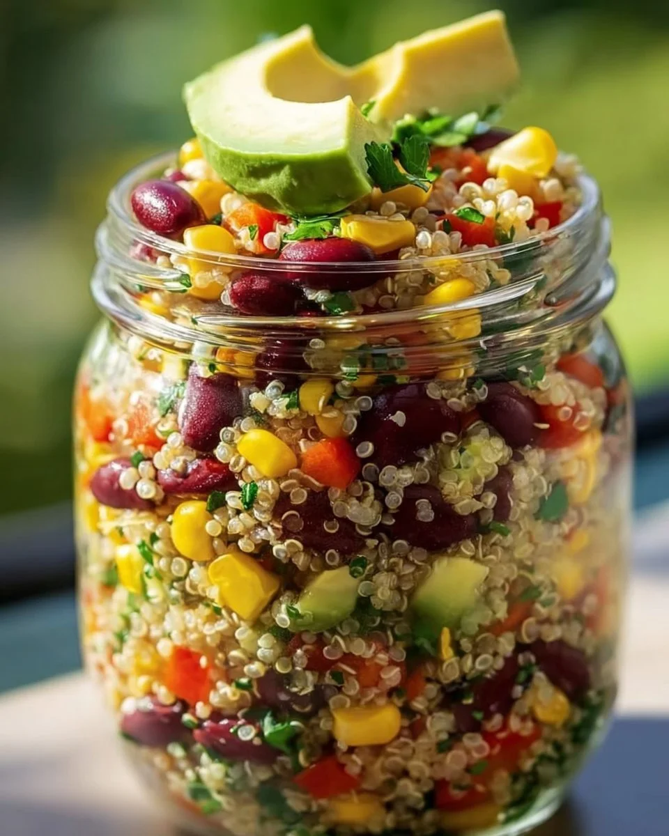 Salade Quinoa-Avocat fraîche et colorée présentée dans un bol.