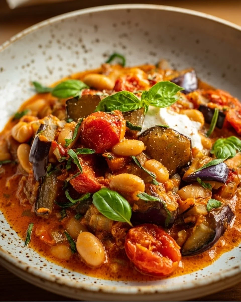 Sauté de légumes coloré aux aubergines et haricots, plat vegan savoureux