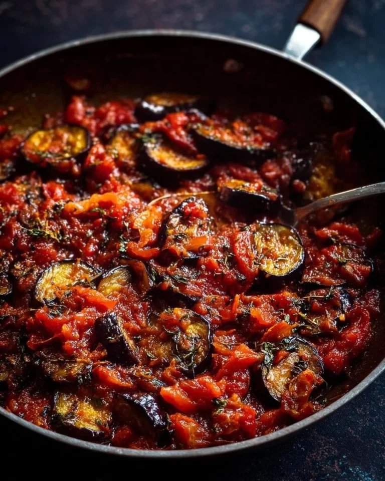 Sauté d'aubergines orientales avec épices et légumes frais