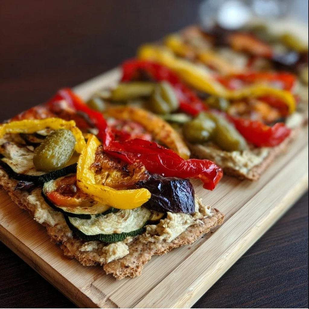 Tarte aux Légumes Rôtis et Houmous, un plat savoureux et sain