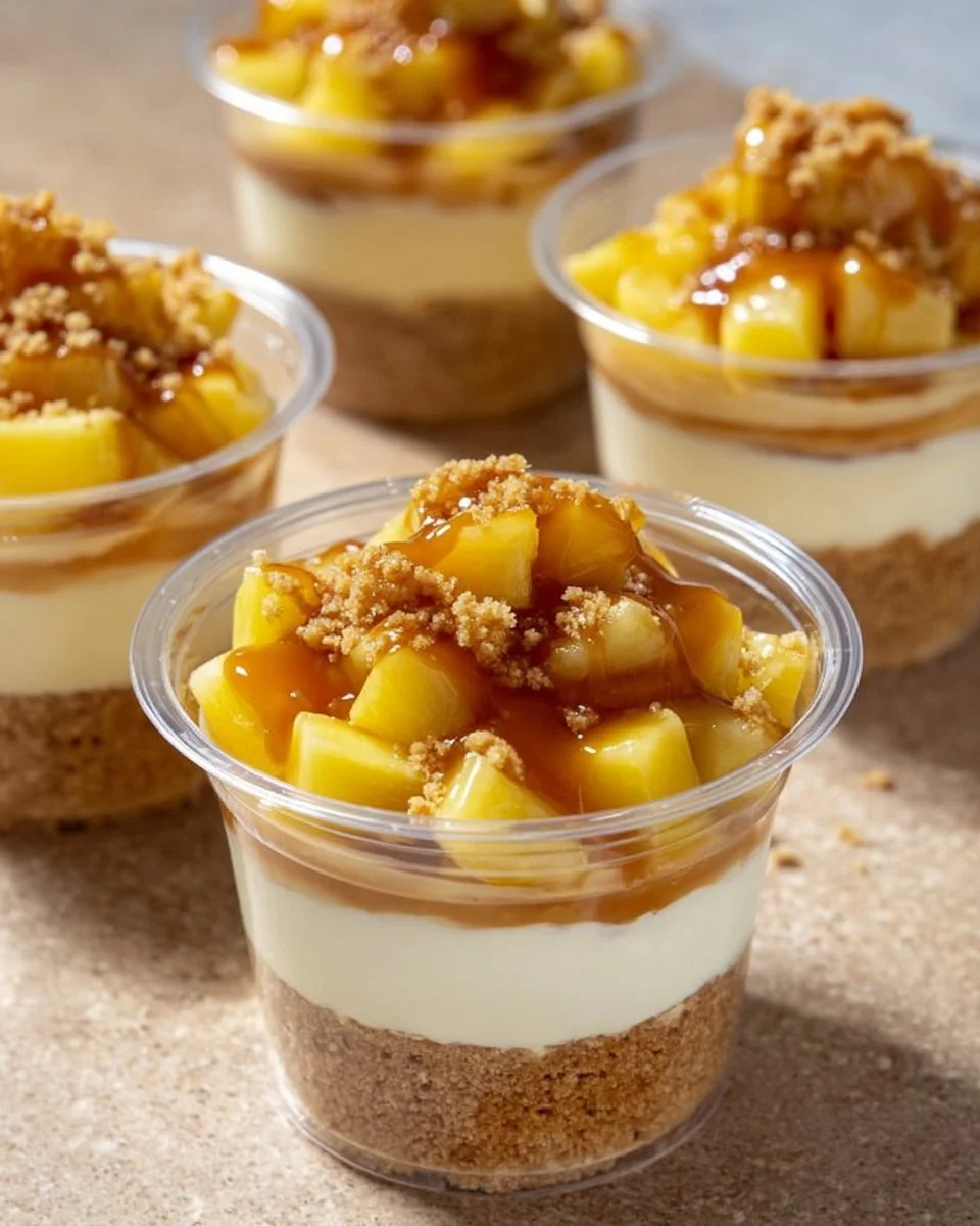 Tasses de pommes caramélisées présentées dans un dessert appétissant