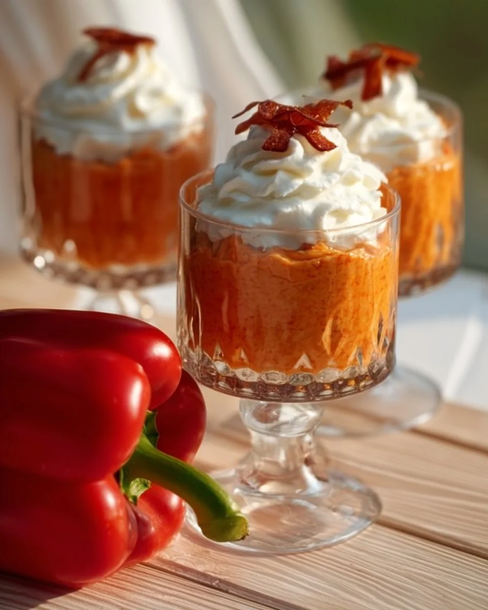 Verrines de chorizo et fromage de chèvre, délicieuses et colorées, idéales pour un apéritif.