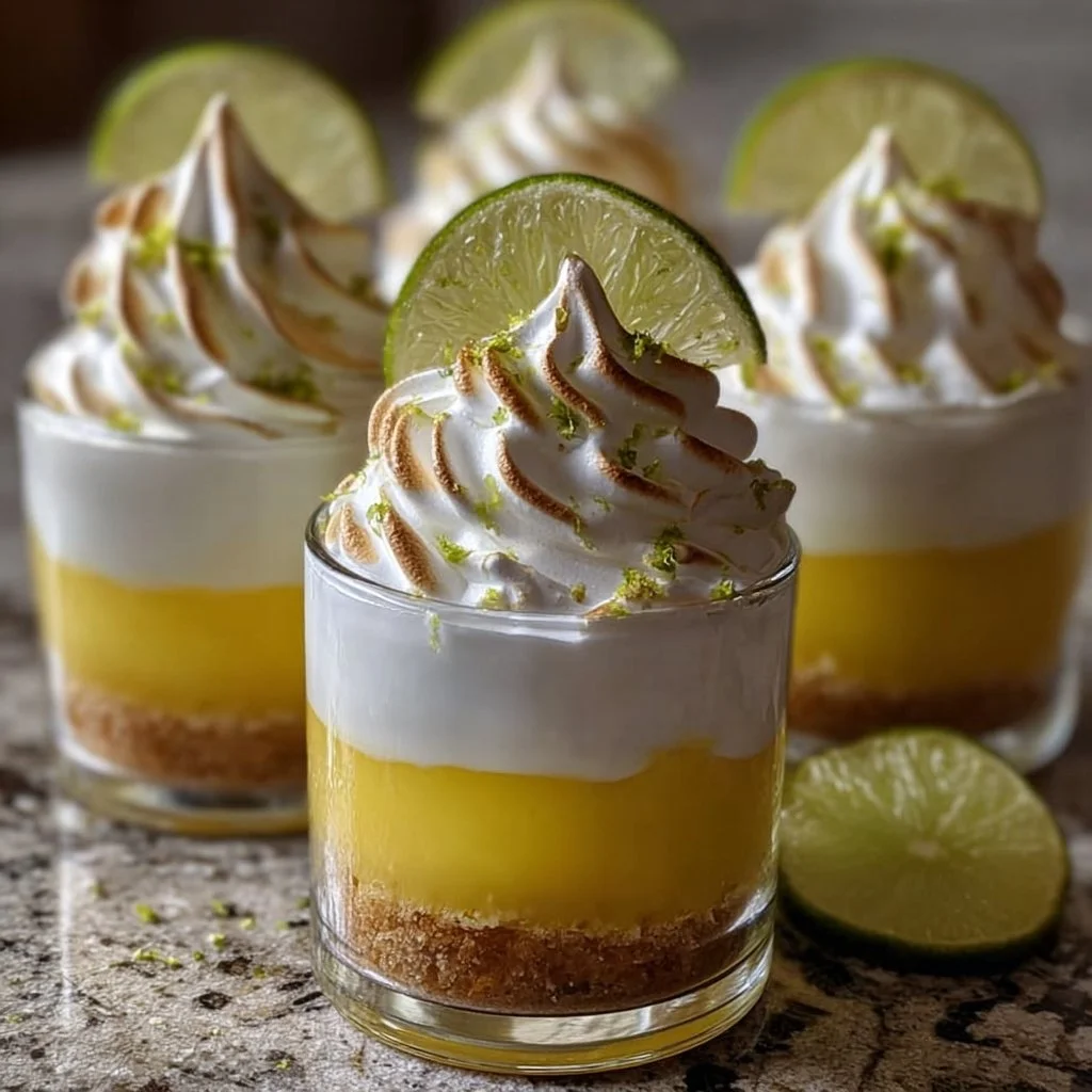 Verrines gourmandes inspirées de la tarte au citron meringuée, dessert rafraîchissant.