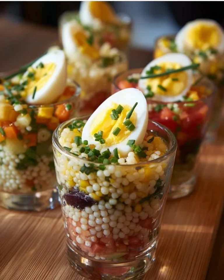 Verrines printanières colorées avec des ingrédients frais et savoureux.