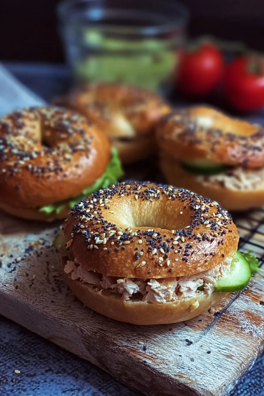 Bagels thon sauce miel moutarde, un plat savoureux et appétissant.