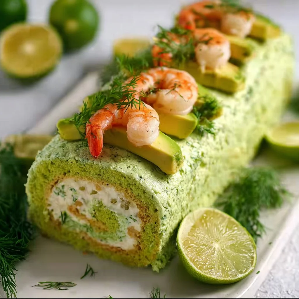 Bûche salée avec crevettes, avocat et citron vert, recette gourmande