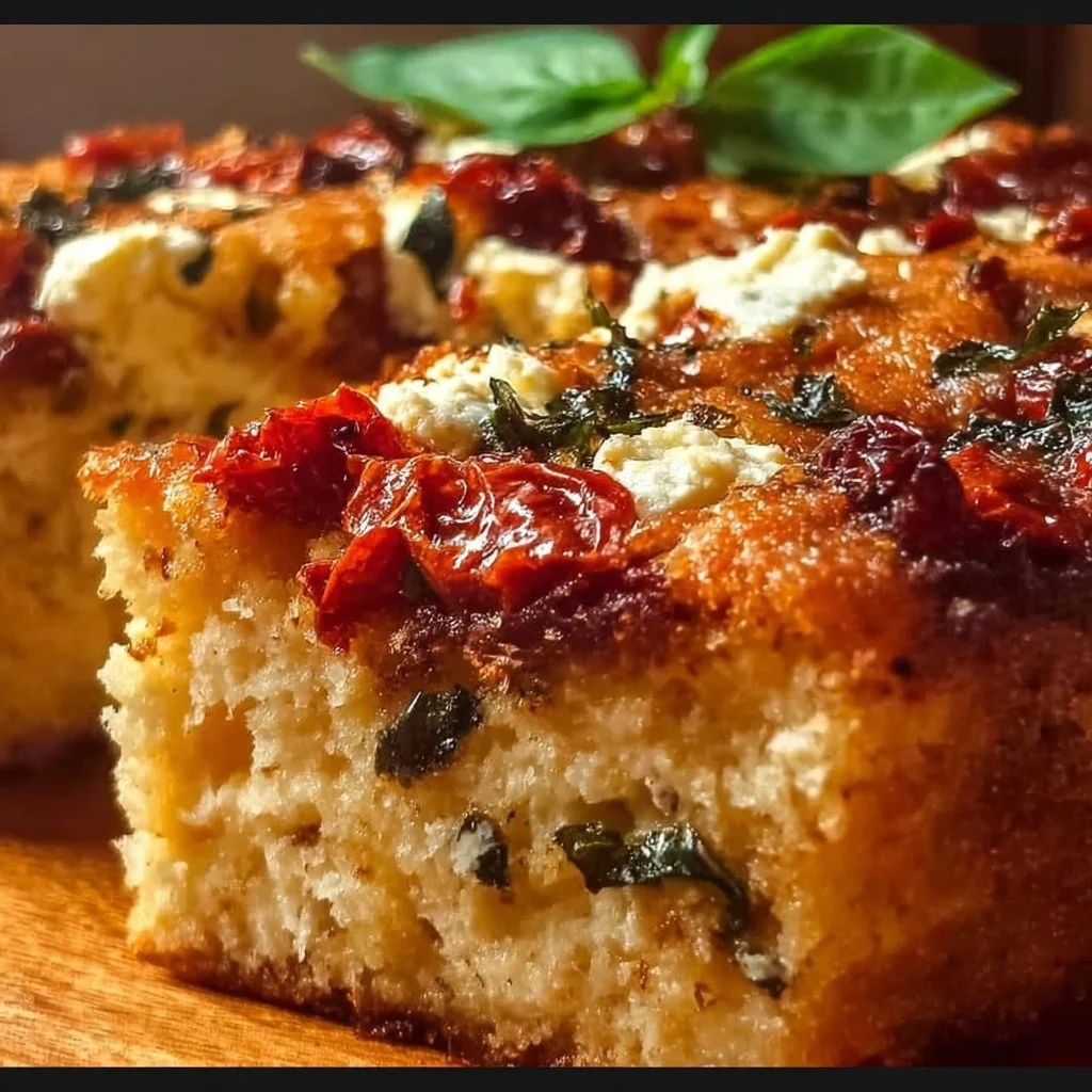 Cake salé aux tomates séchées et feta, délicieuse recette à partager.