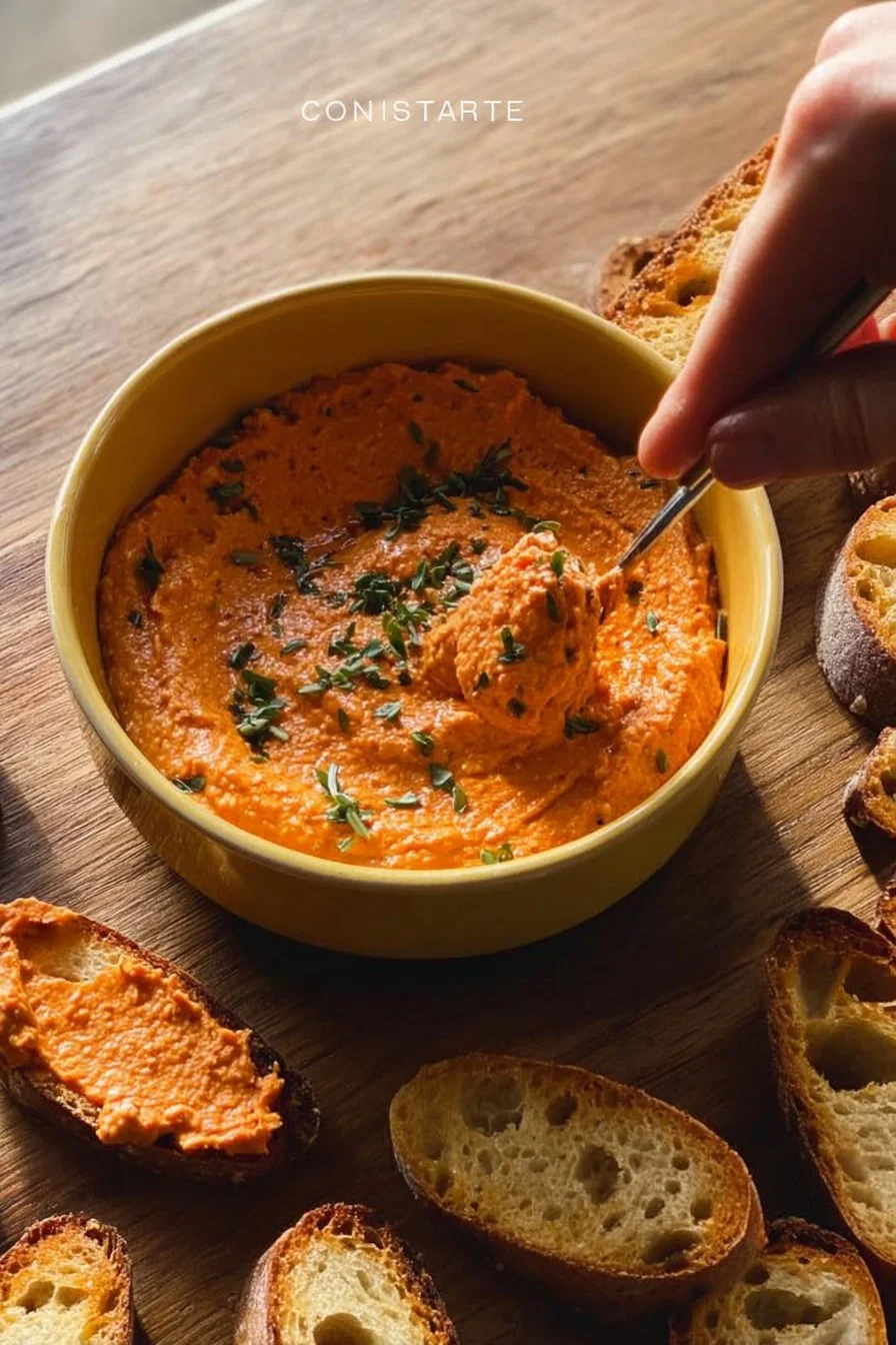 Chorizo à tartiner présenté dans un bol avec pain frais.