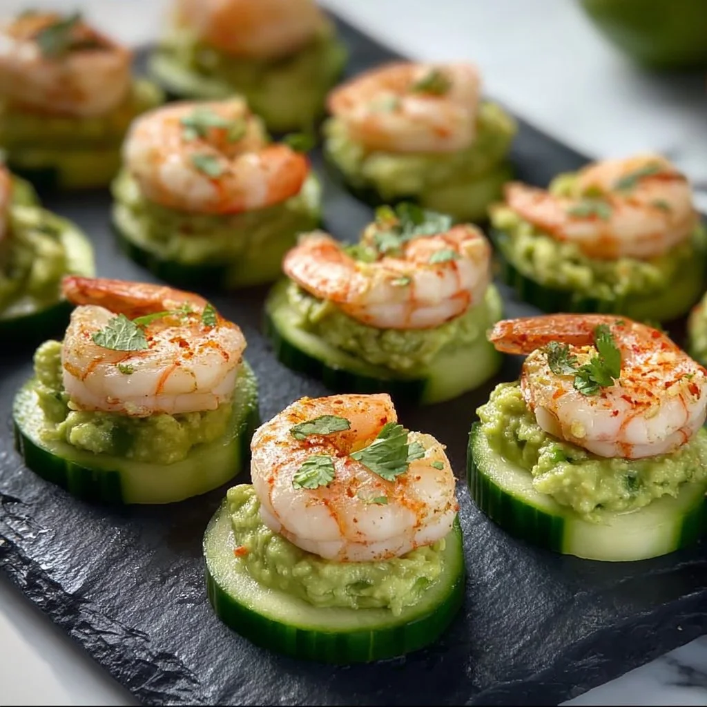 Salade de concombre avocat crevettes, fraîcheur et saveurs marines au rendez-vous.