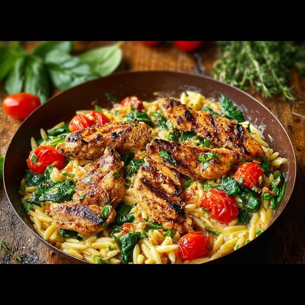 Recette de poulet crémeux avec orge prête en 30 minutes.