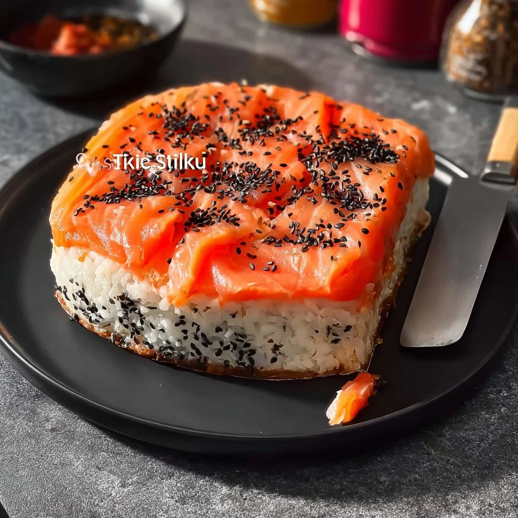 Gâteau sushi vibrant et coloré, un dessert innovant et délicieux.