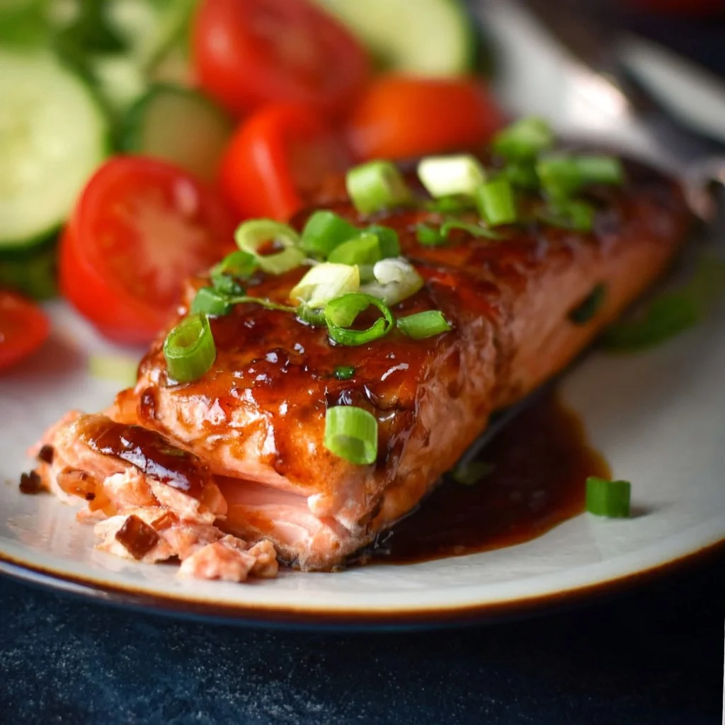 Saumon au miel et soja prêt à être servi, recette rapide et savoureuse.