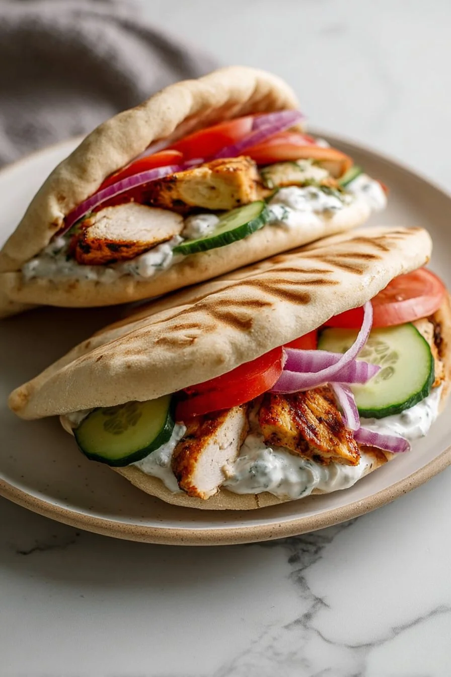 Pitas de poulet grec en mijoteuse avec tzatziki