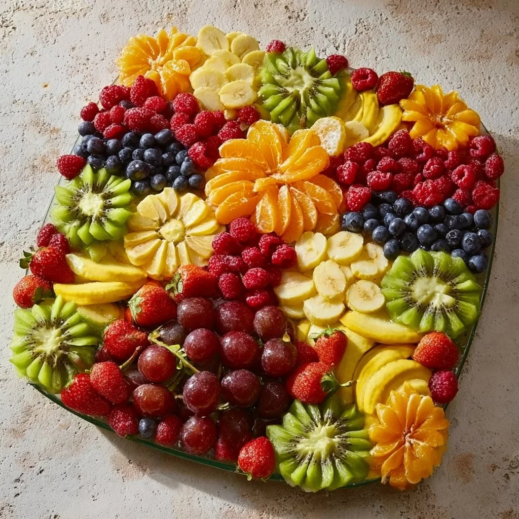 Plateau coloré de fruits frais pour l'anniversaire des enfants