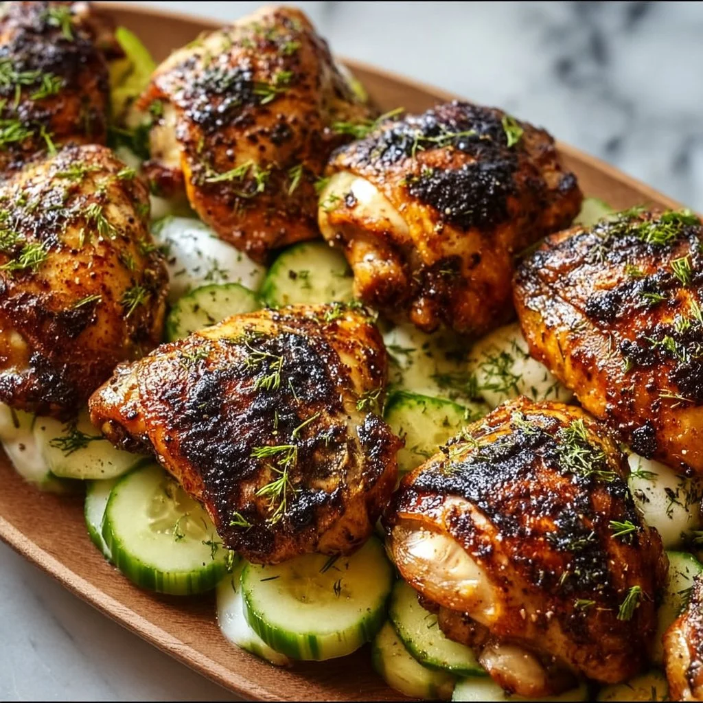 Assiette de poulet à la grecque avec légumes et herbes aromatiques