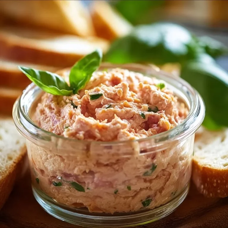 Rillettes de jambon maison avec herbes fraîches sur une tartine.