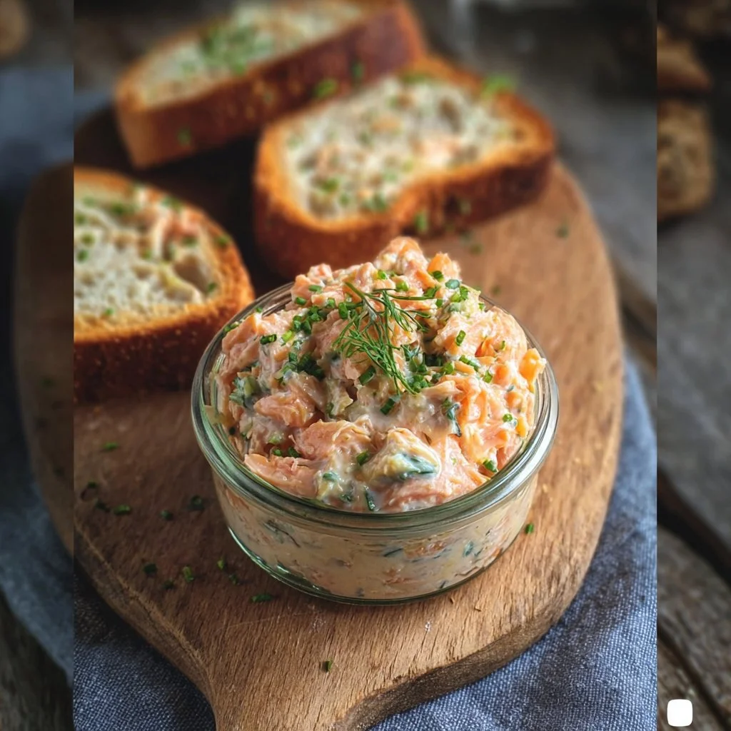 Rillettes de saumon fumé avec pain croustillant