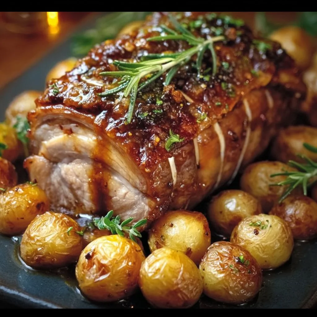 Rôti de porc au four à la moutarde, plat savoureux et réconfortant