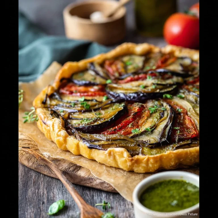 Tarte rustique aux aubergines et tomates cerises, plat savoureux et réconfortant
