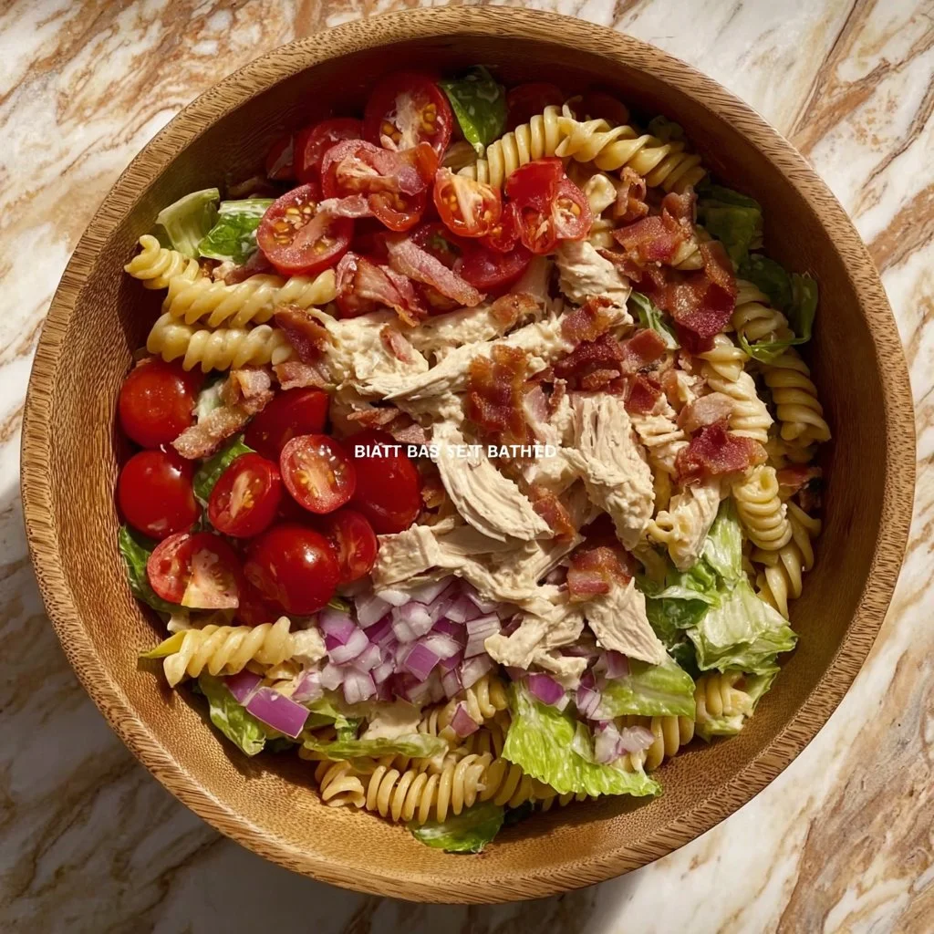 Salade de Pâtes BLT avec bacon, laitue et tomates