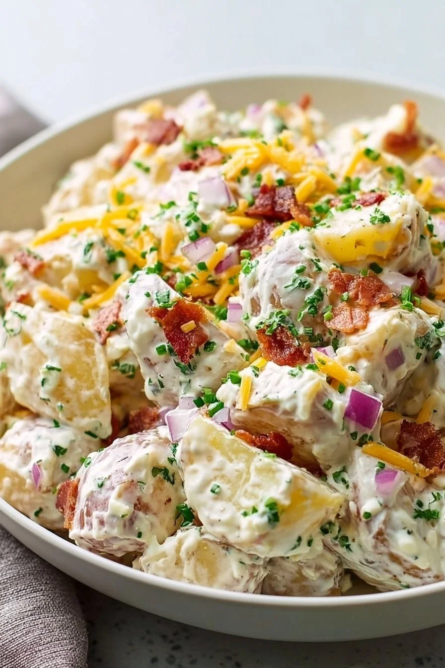 Salade de pommes de terre crémeuse comme accompagnement de steakhouse