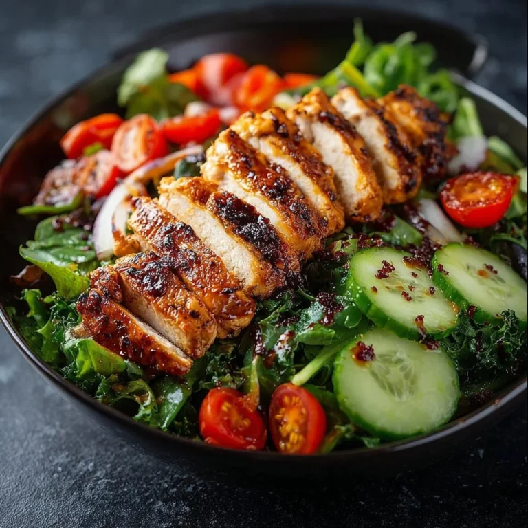 Salade de poulet Buffalo garnie de légumes frais et sauce piquante