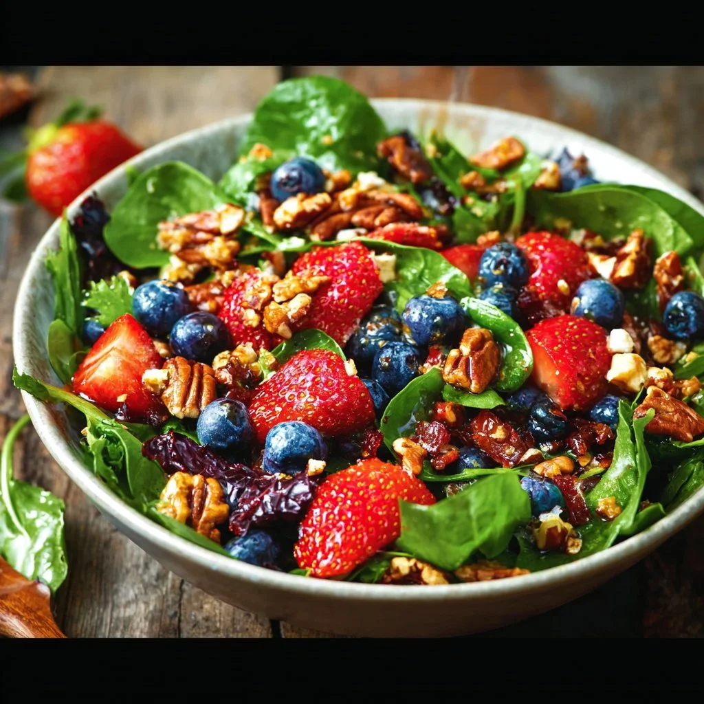 Salade d'été de fraises et épinards dans un bol coloré