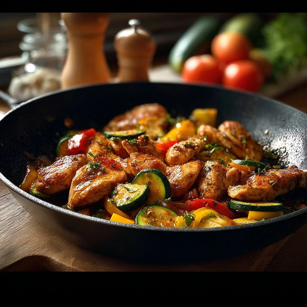 Sauté de poulet aux courgettes, plat savoureux et équilibré
