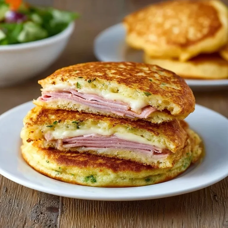 Pancakes savoureux aux courgettes, fromage de chèvre et jambon sur une assiette
