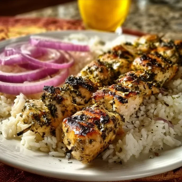 Souvlaki de poulet grec grillé avec légumes frais et sauce tzatziki