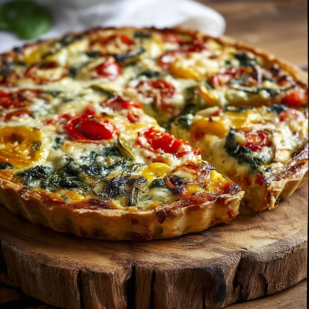 Tarte aux légumes maison, colorée et savoureuse, idéale pour un repas sain.