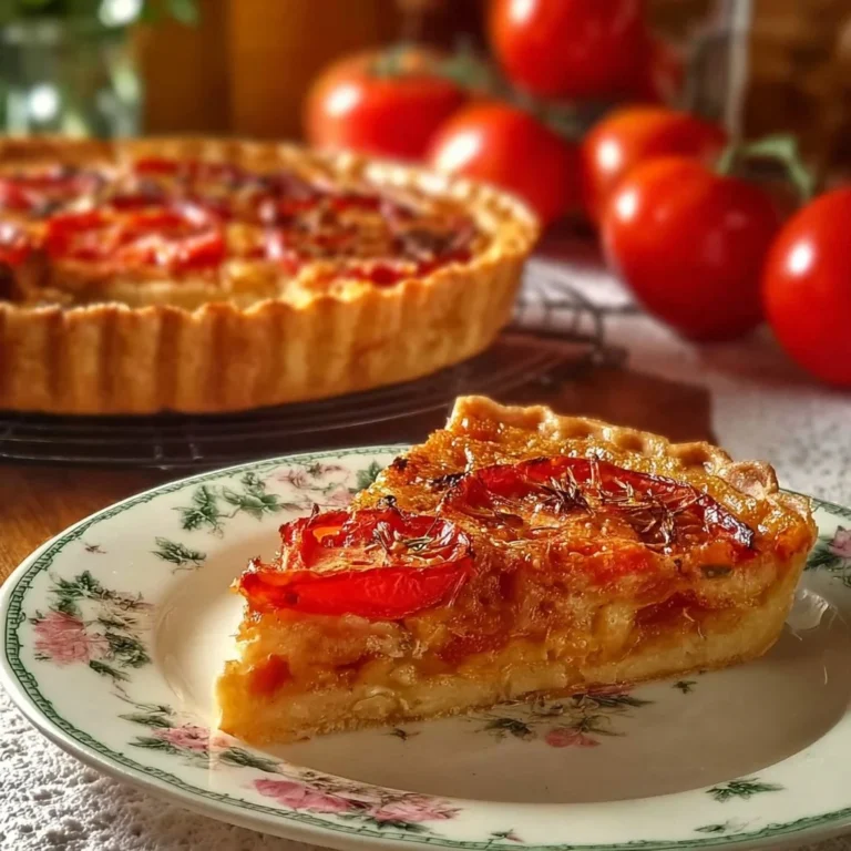 Tarte Provençale aux Tomates fraîchement préparée, garnie de légumes méditerranéens.