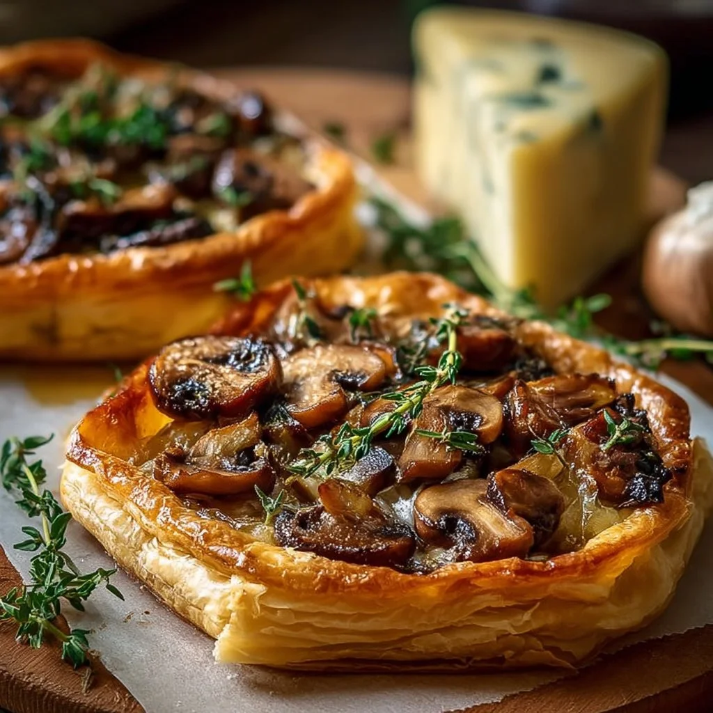 Tartelettes aux champignons et fromage de chèvre aux fines herbes, plat appétissant