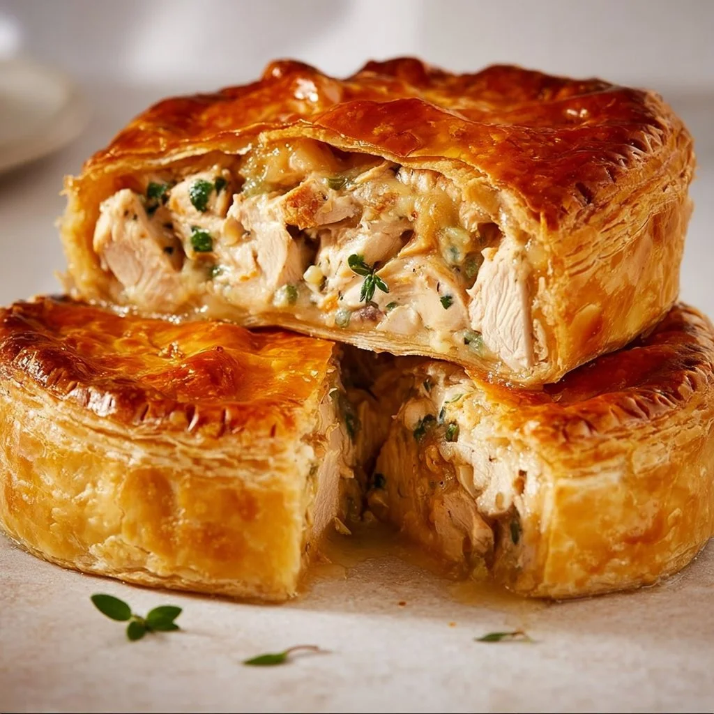 Délicieuse Tourte au Poulet crémeuse prête à être servie