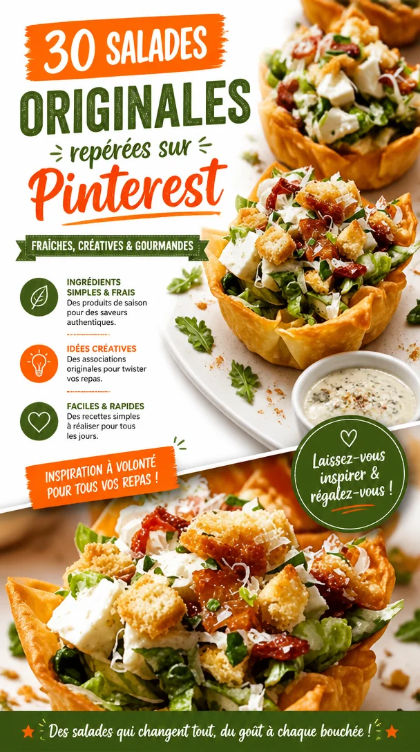 30 salades originales inspirées par Pinterest, idéales pour vos repas.