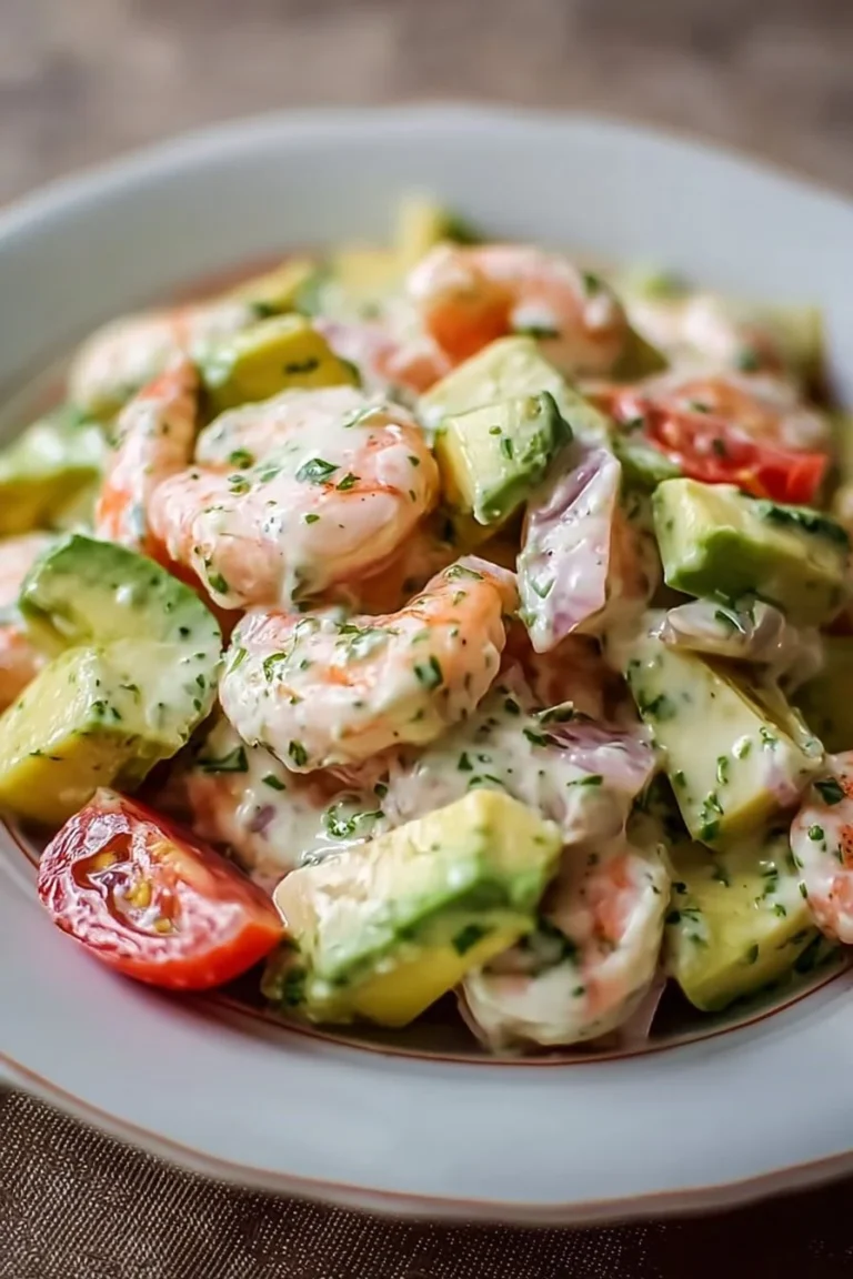 Salade crémeuse de crevettes et avocat fraîche et délicieuse