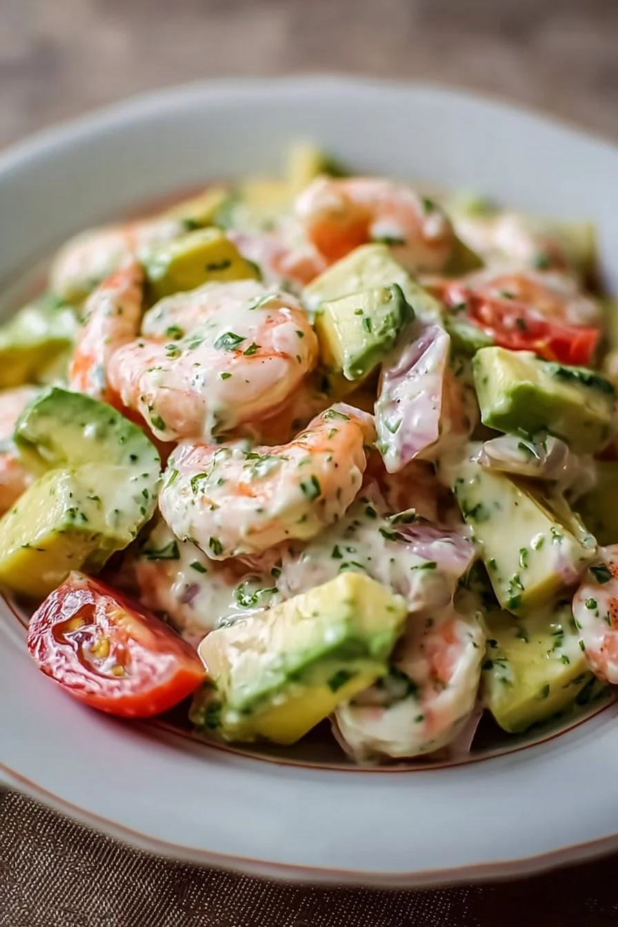 Salade crémeuse de crevettes et avocat fraîche et délicieuse